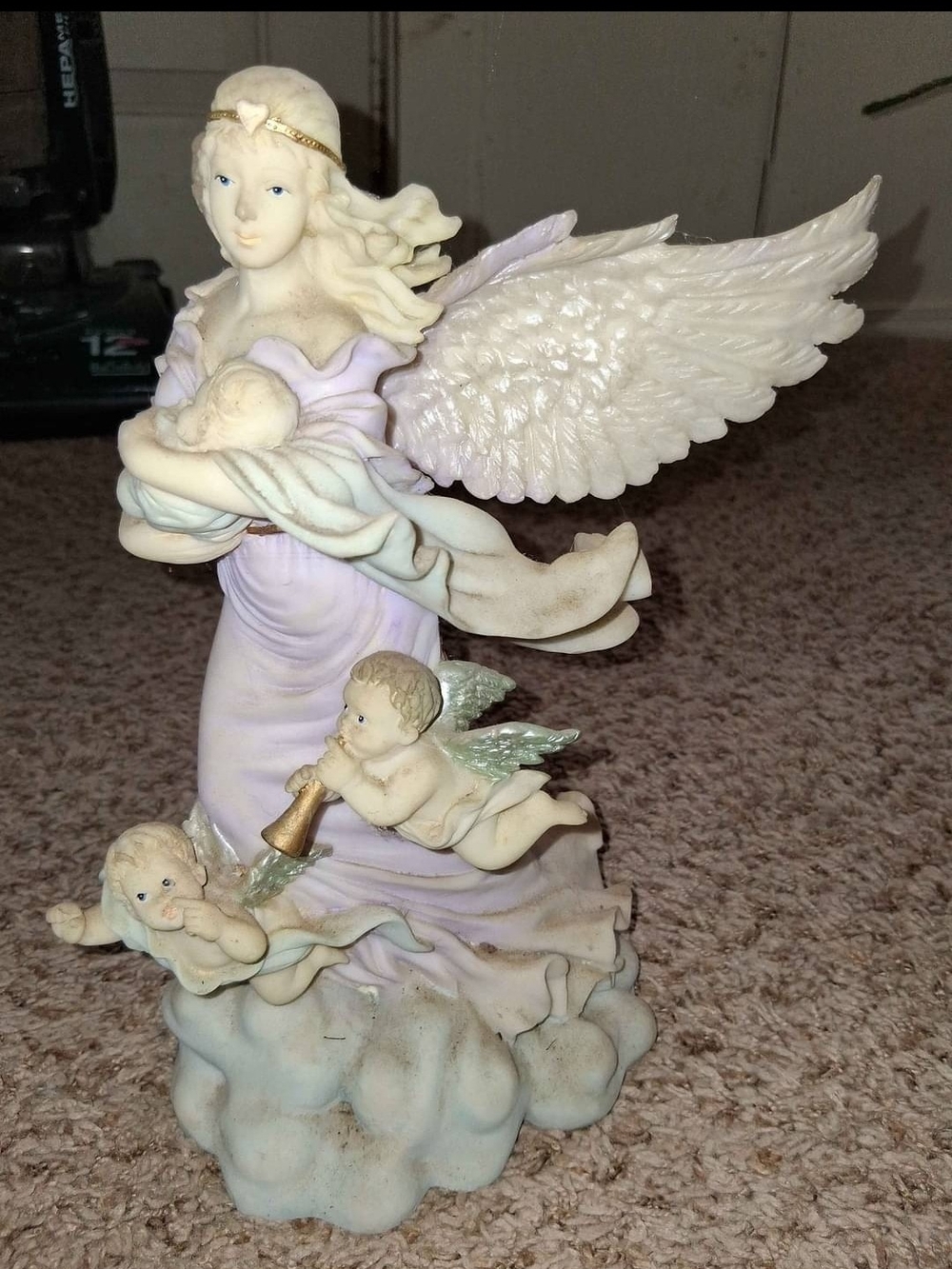 Angel Figurine Home Accent in White and Lavender